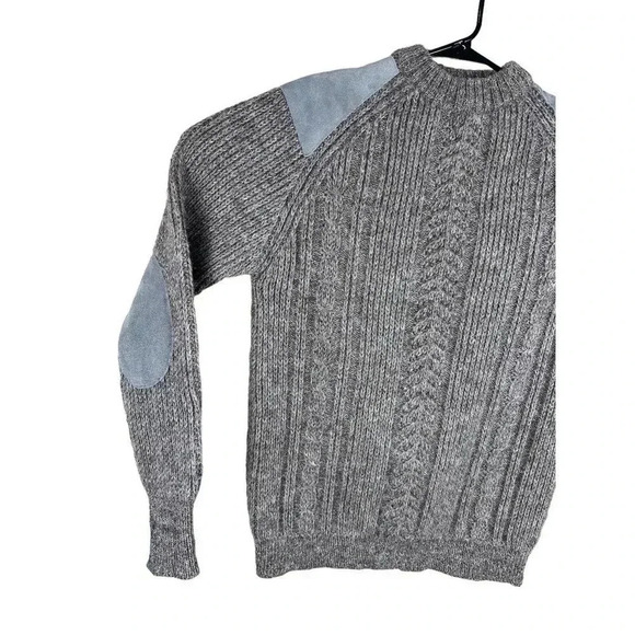 Vintage Knitted Sweater | Grey 100% British Wool | Men's Large | Elbow Patches - Picture 3 of 16